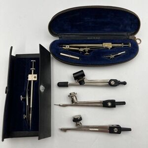 Vintage‎ Drafting Tools, 5 Tools, 2 Cases, One Says Made In Hungary